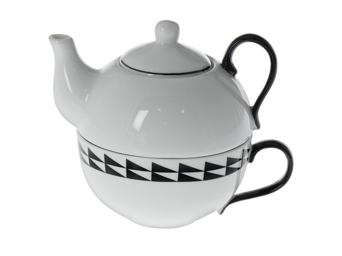 Petite théière égoïste en céramique blanche et noire 0.2 l