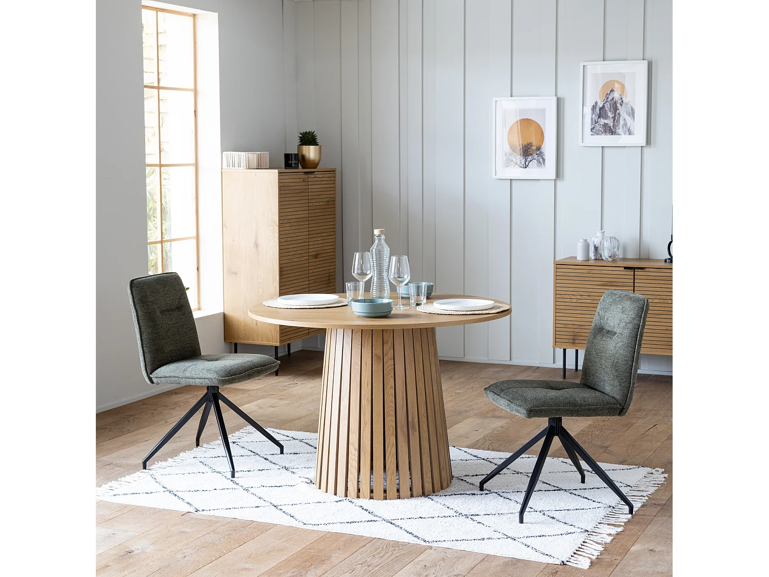 Set van 2 AREN groene stoffen stoelen