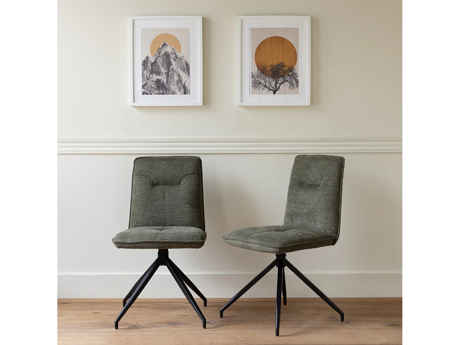 Set van 2 AREN groene stoffen stoelen