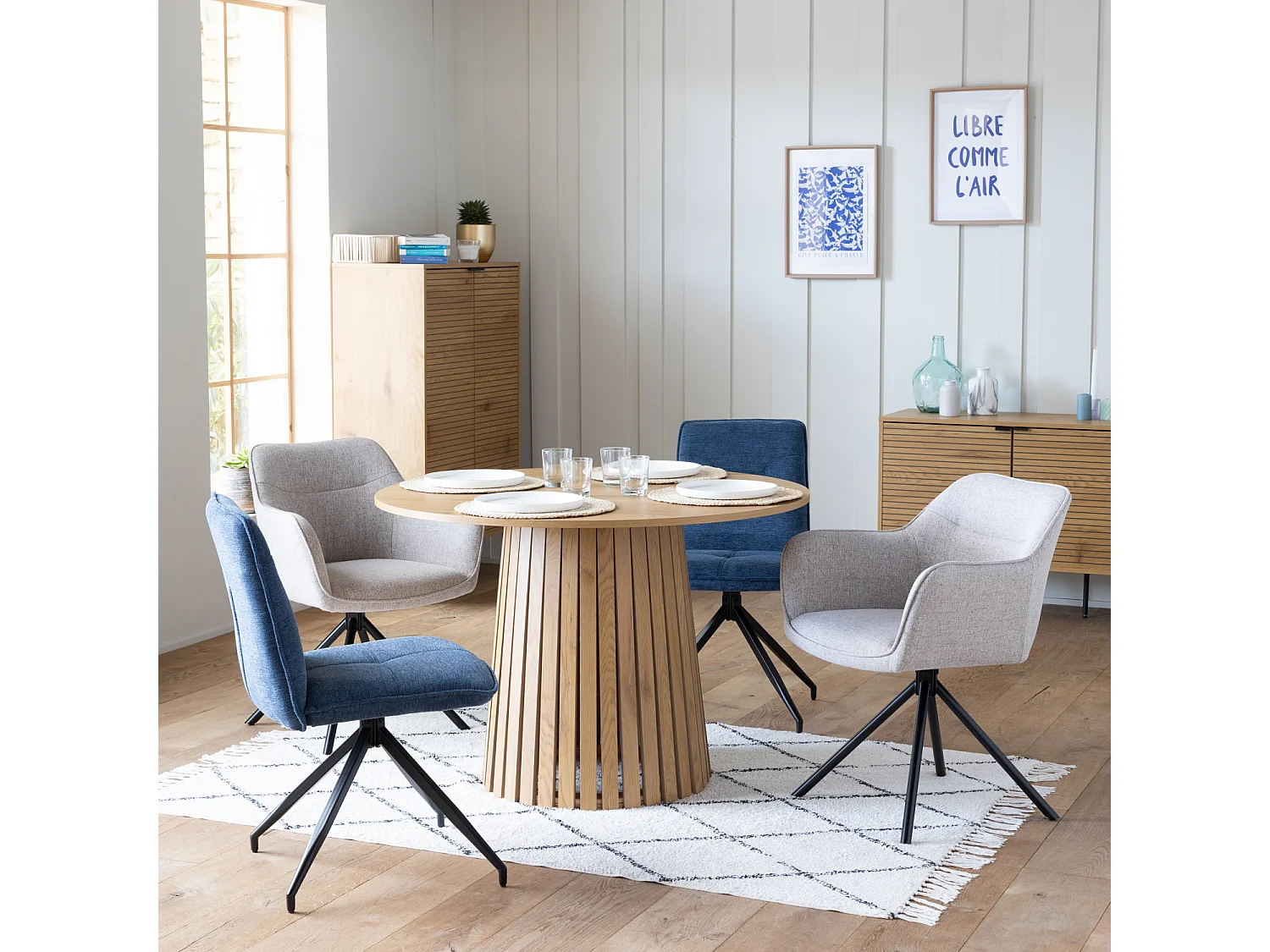 Lot de 2 chaises en tissu bleu AREN - HAPPY GARDEN