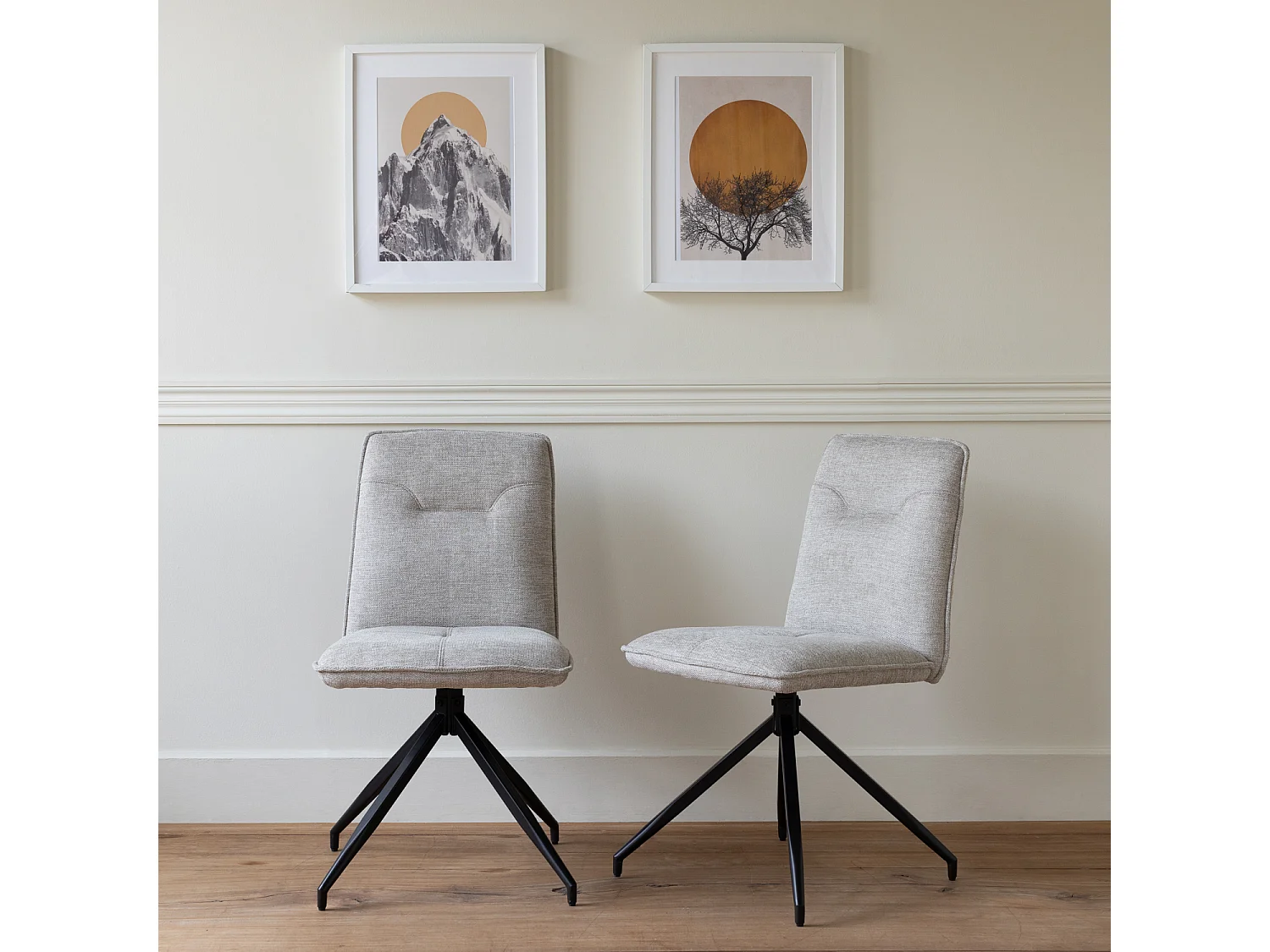 Lot de 2 chaises en tissu beige AREN - HAPPY GARDEN