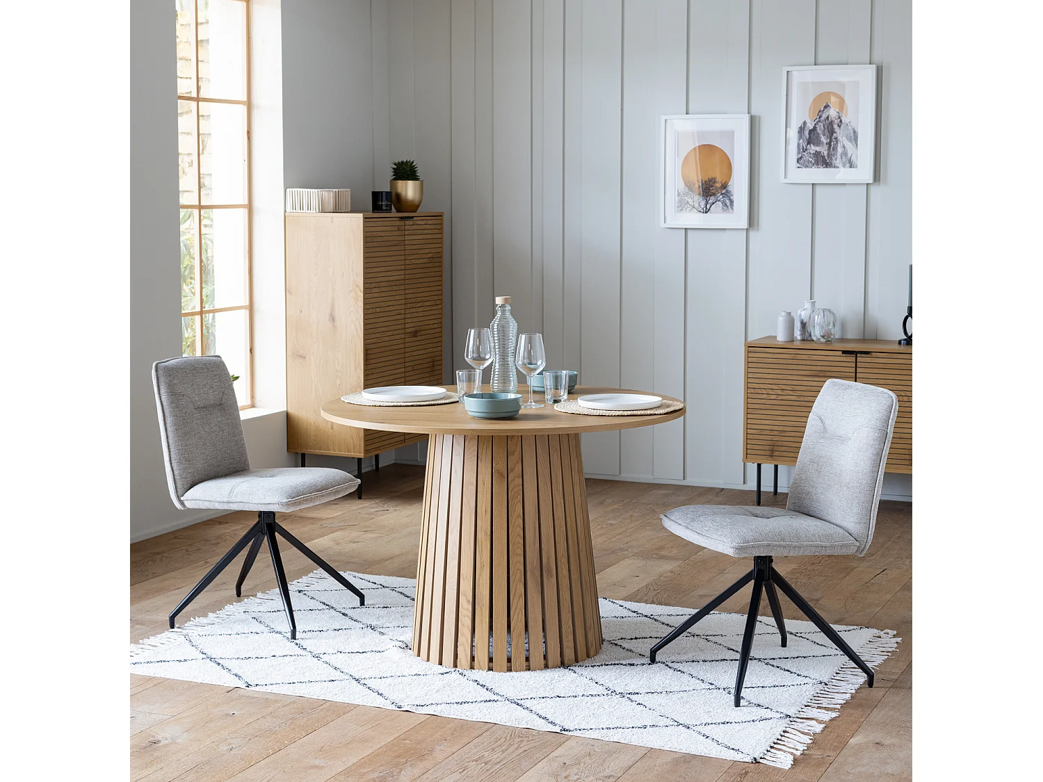 Lot de 2 chaises en tissu beige AREN - HAPPY GARDEN