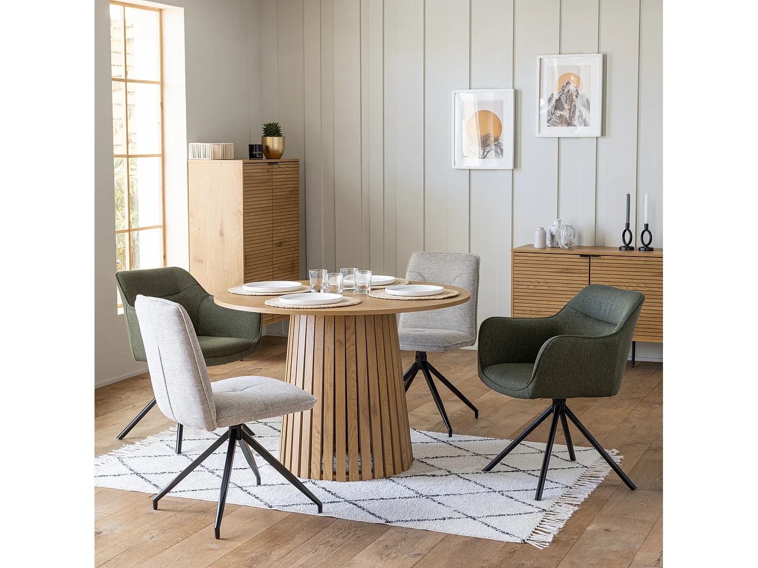 Set van 2 beige AREN stoffen stoelen