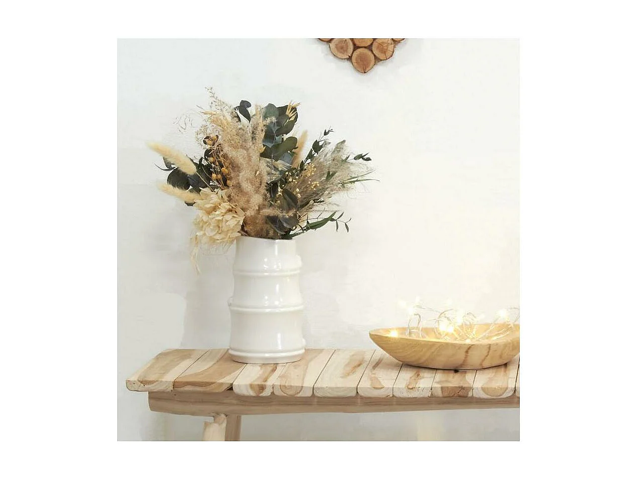 Vase céramique blanc design bambou