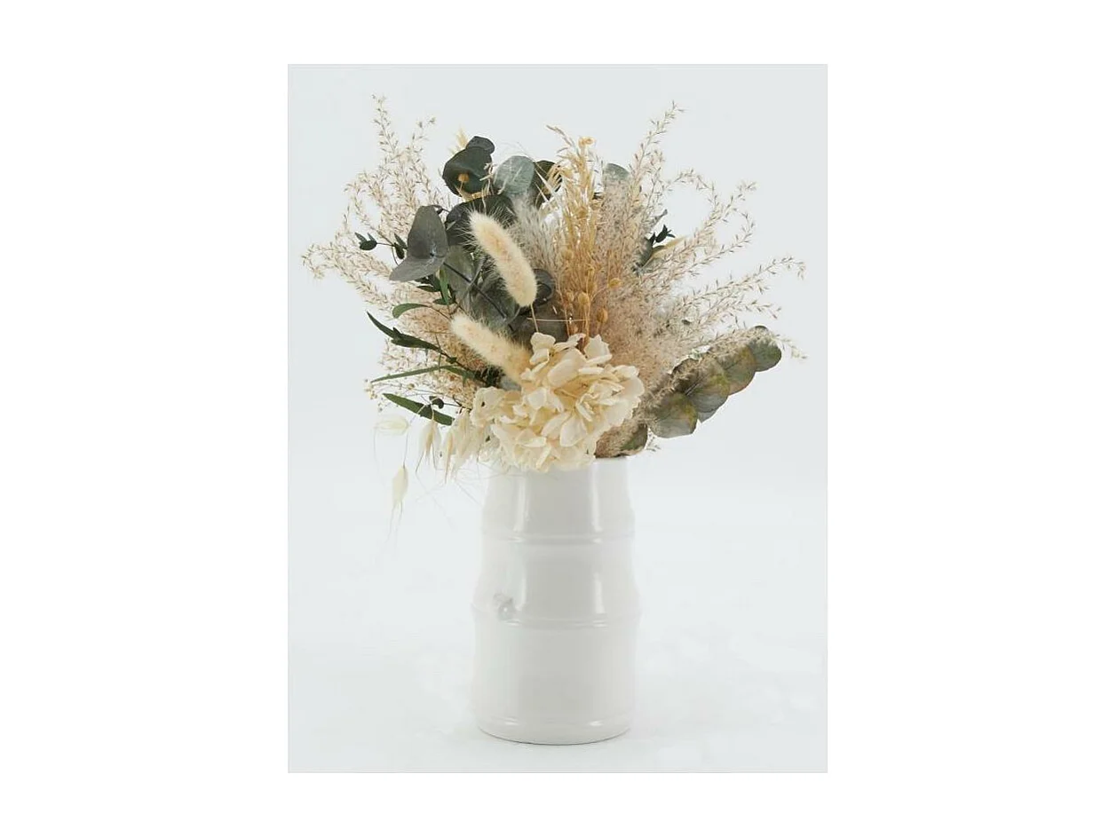 Vase céramique blanc design bambou
