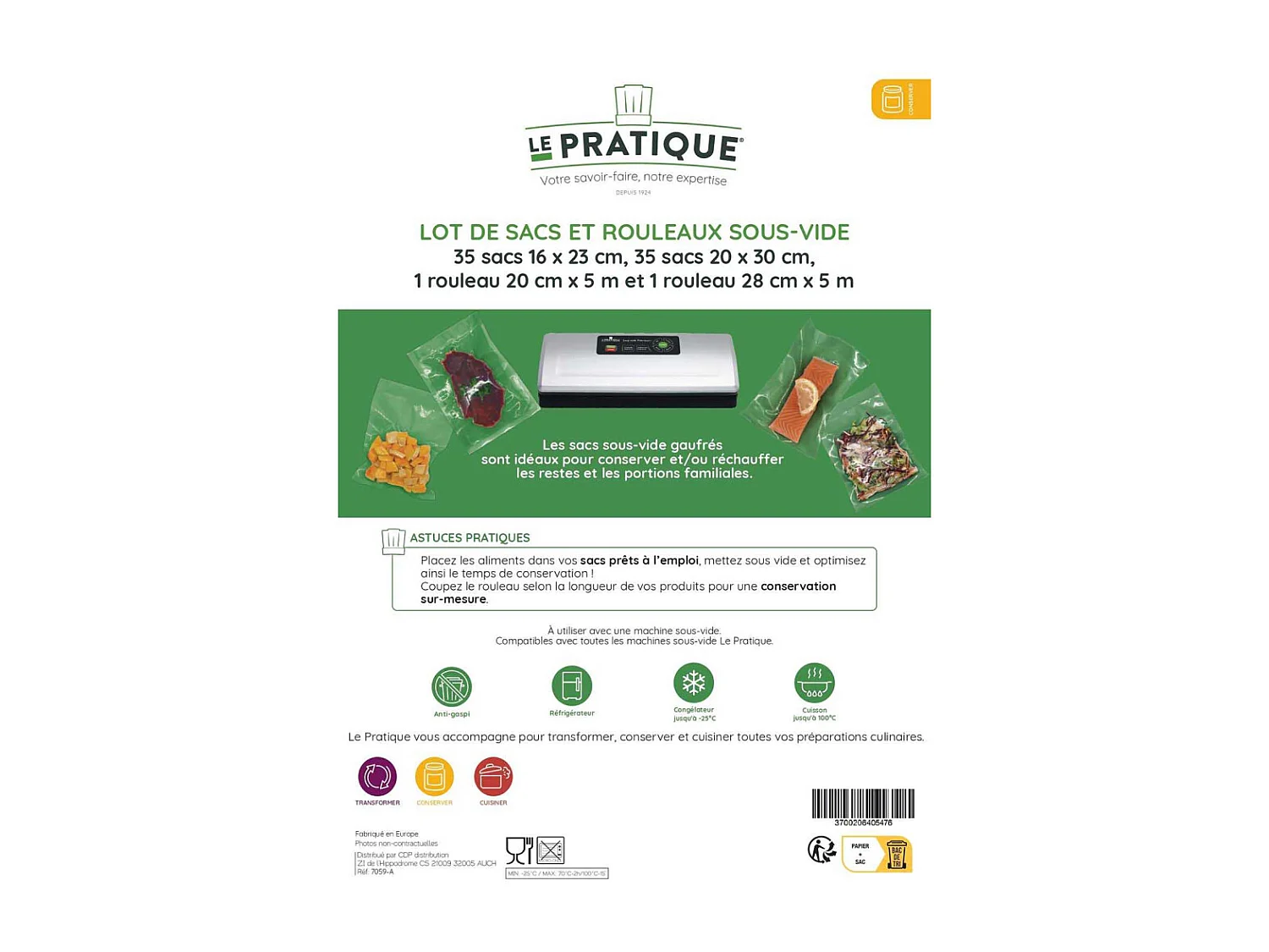 Pack consommables sous vide 70 sacs et 2 rouleaux