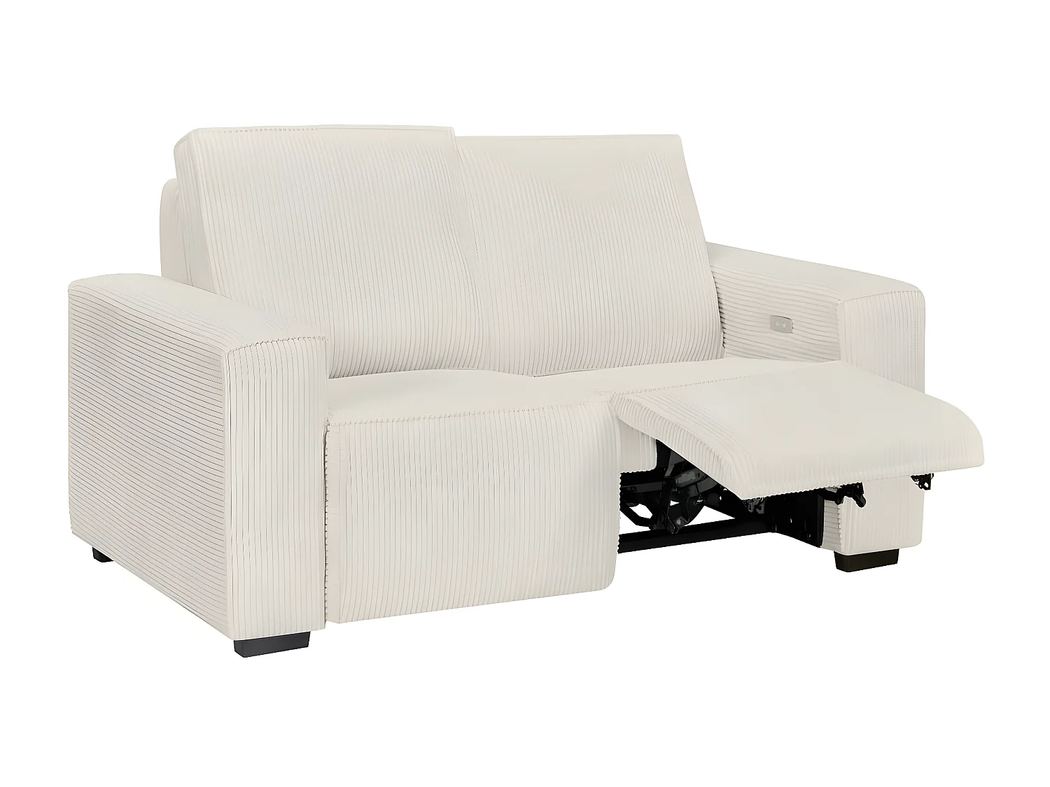 Ensemble de canapés relax électrique 2 et 3 places Charline en velours côtelés - Beige - Loungitude