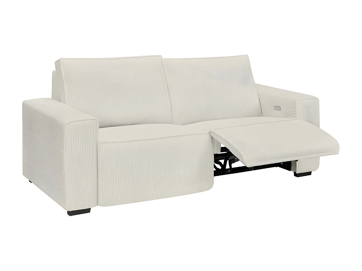 Ensemble de canapés relax électrique 2 et 3 places Charline en velours côtelés - Beige - Loungitude