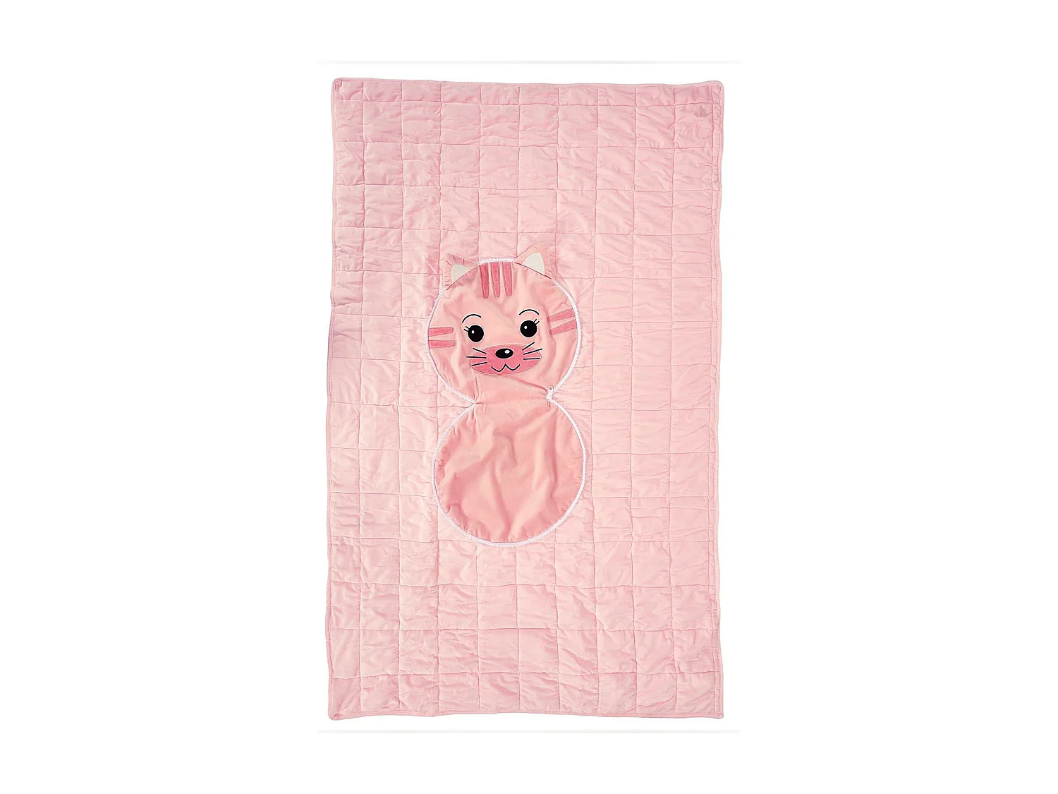 Coussin plaid 110x150 cm 100% polyester collection ANIMAUX chat rose