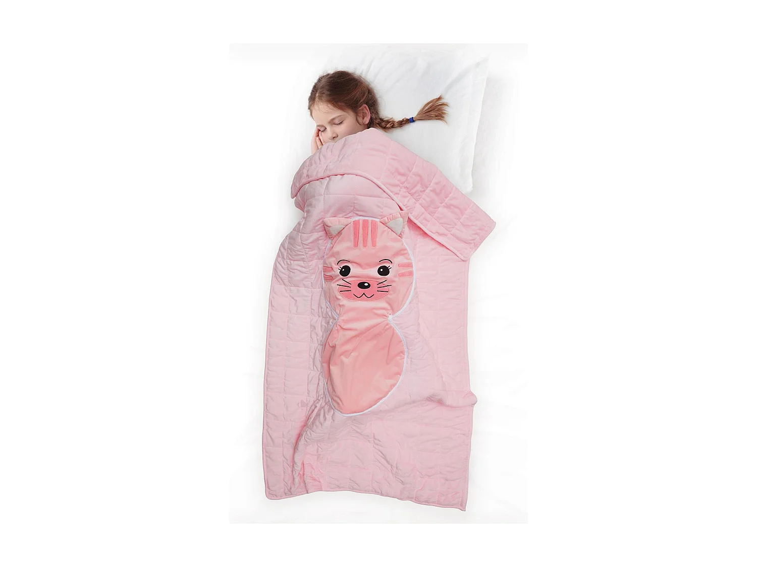 Coussin plaid 110x150 cm 100% polyester collection ANIMAUX chat rose