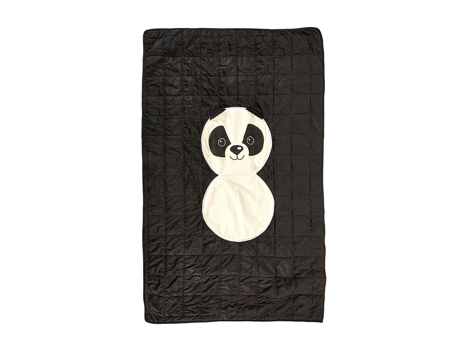 Coussin plaid 100% polyester 110x150 cm collection ANIMAUX panda noir et blanc