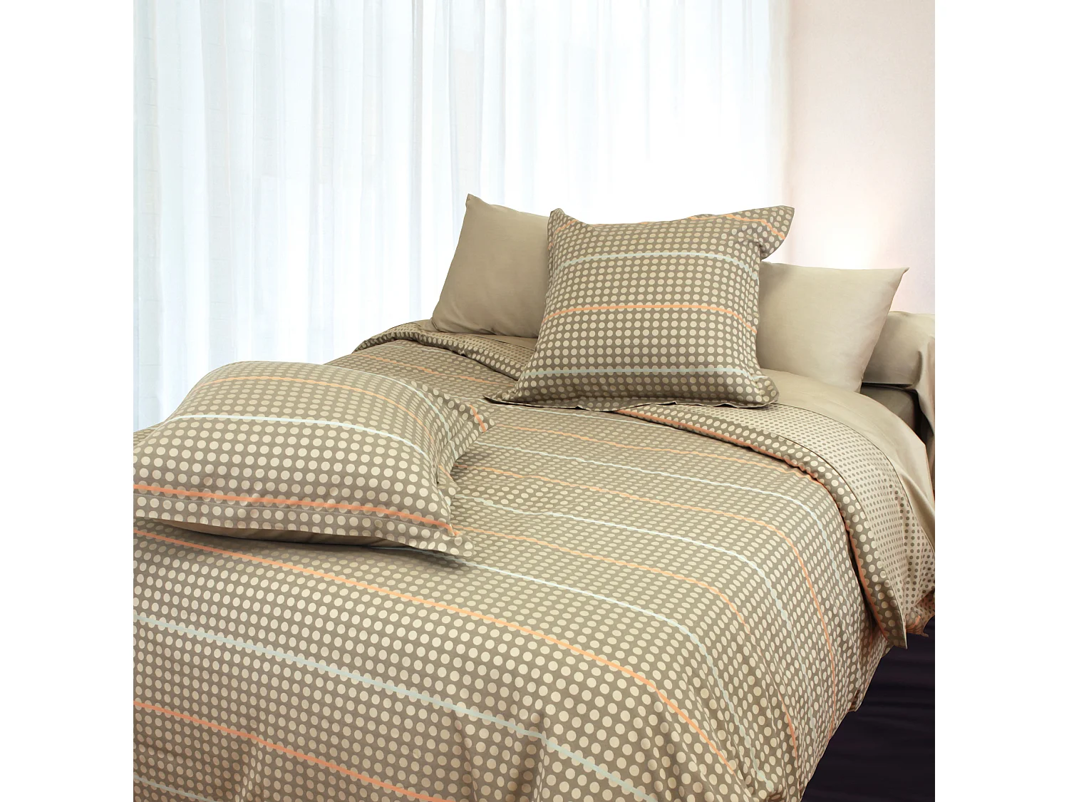 Drap plat 270x310 cm uni Satin de coton DAUPHINE Marron