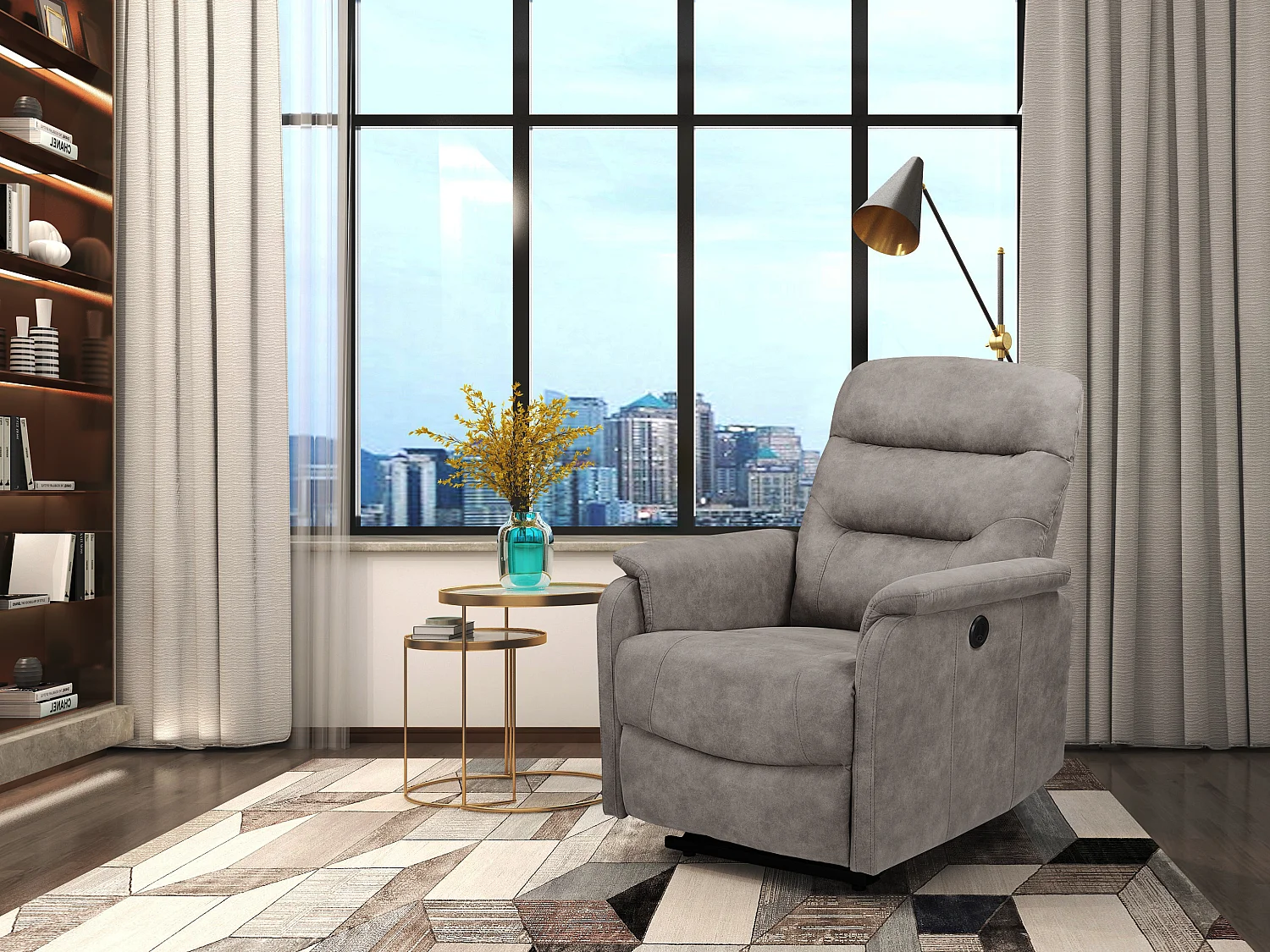 Coullon | Fauteuil de relaxation avec fonction électrique en microfibre gris