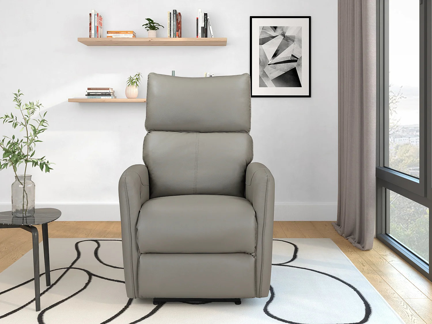 Pineto | Fauteuil de relaxation avec fonction électrique en PU gris