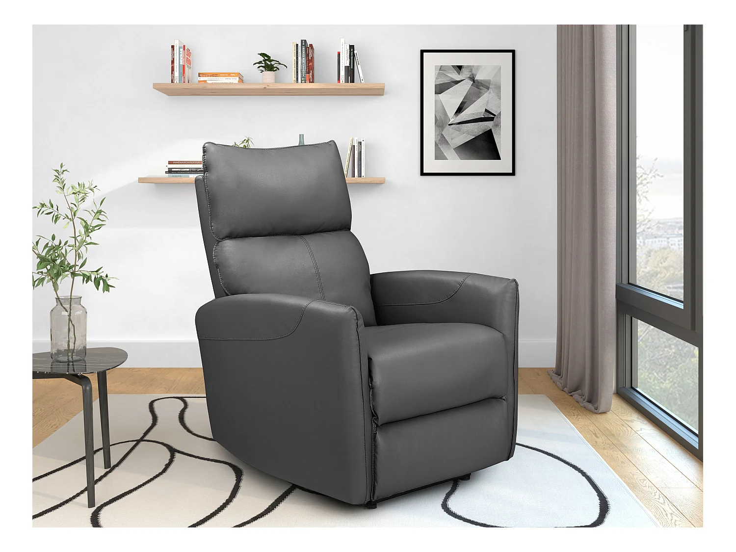 Pineto | Fauteuil de relaxation avec fonction électrique en PU anthracite