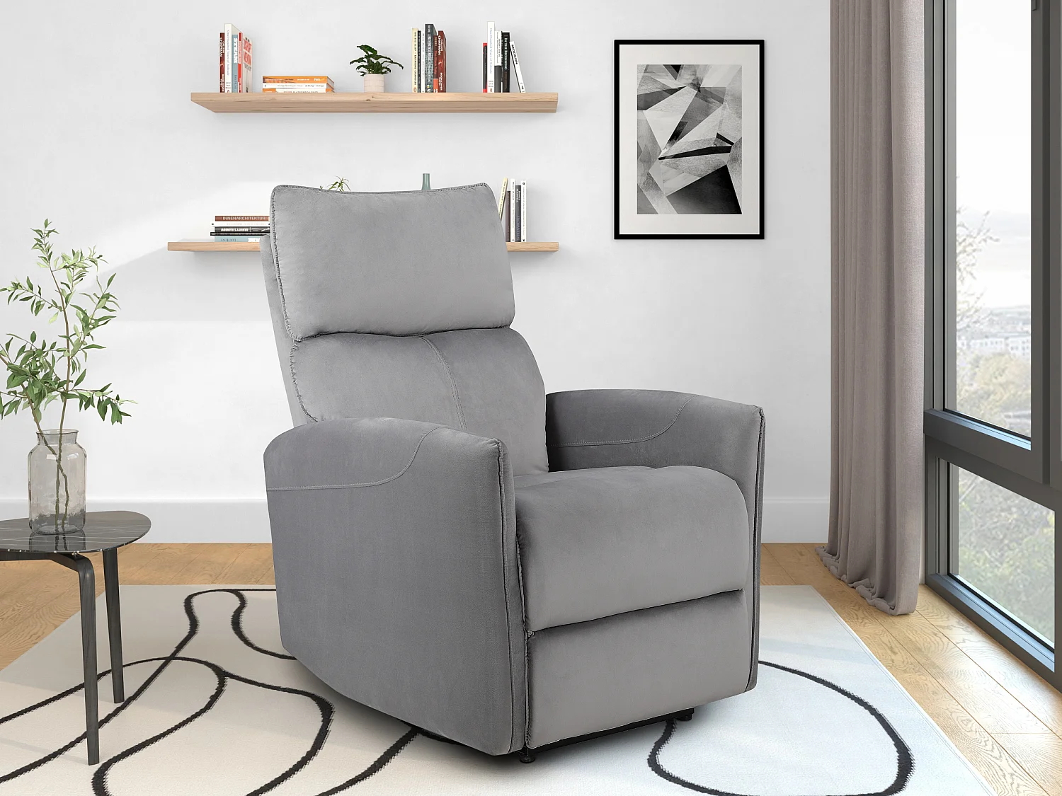 Pineto | Fauteuil de relaxation avec fonction électrique en gris velours