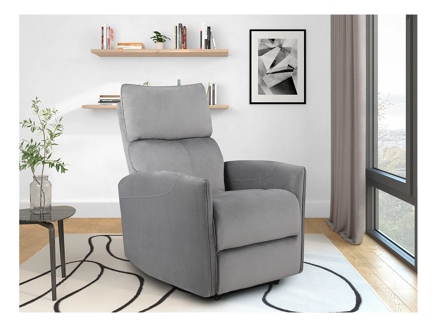 Pineto | Fauteuil de relaxation avec fonction électrique en gris velours