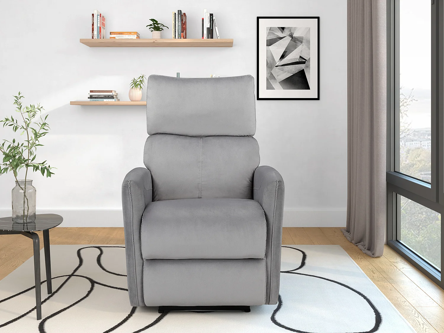 Pineto | Relaxfauteuil met elektrische functie in fluweelgrijs