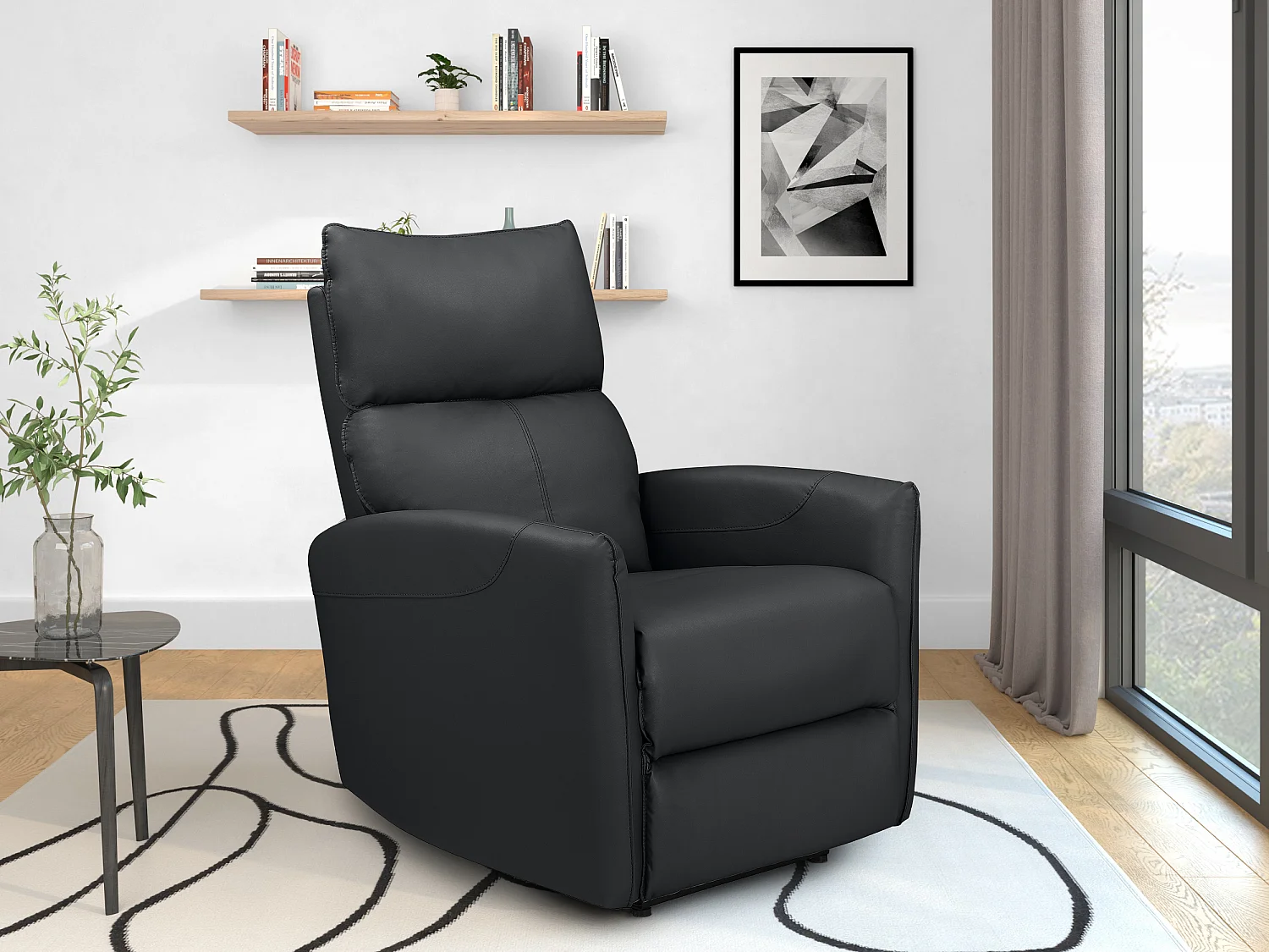 Pineto | Ruhesessel mit elektrischer Funktion in PU Schwarz