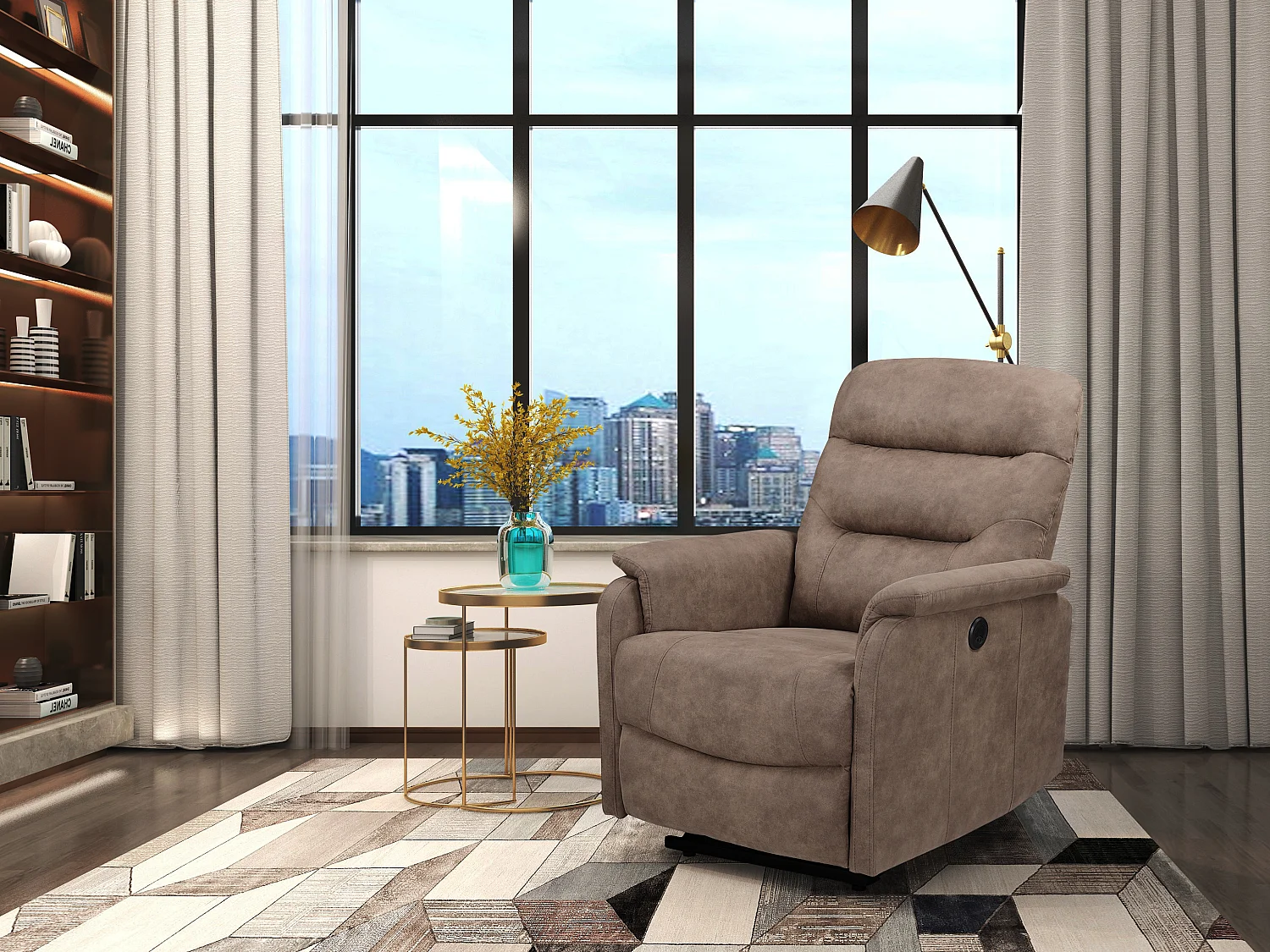 Coullon | Fauteuil de relaxation avec fonction électrique Microfibre gris