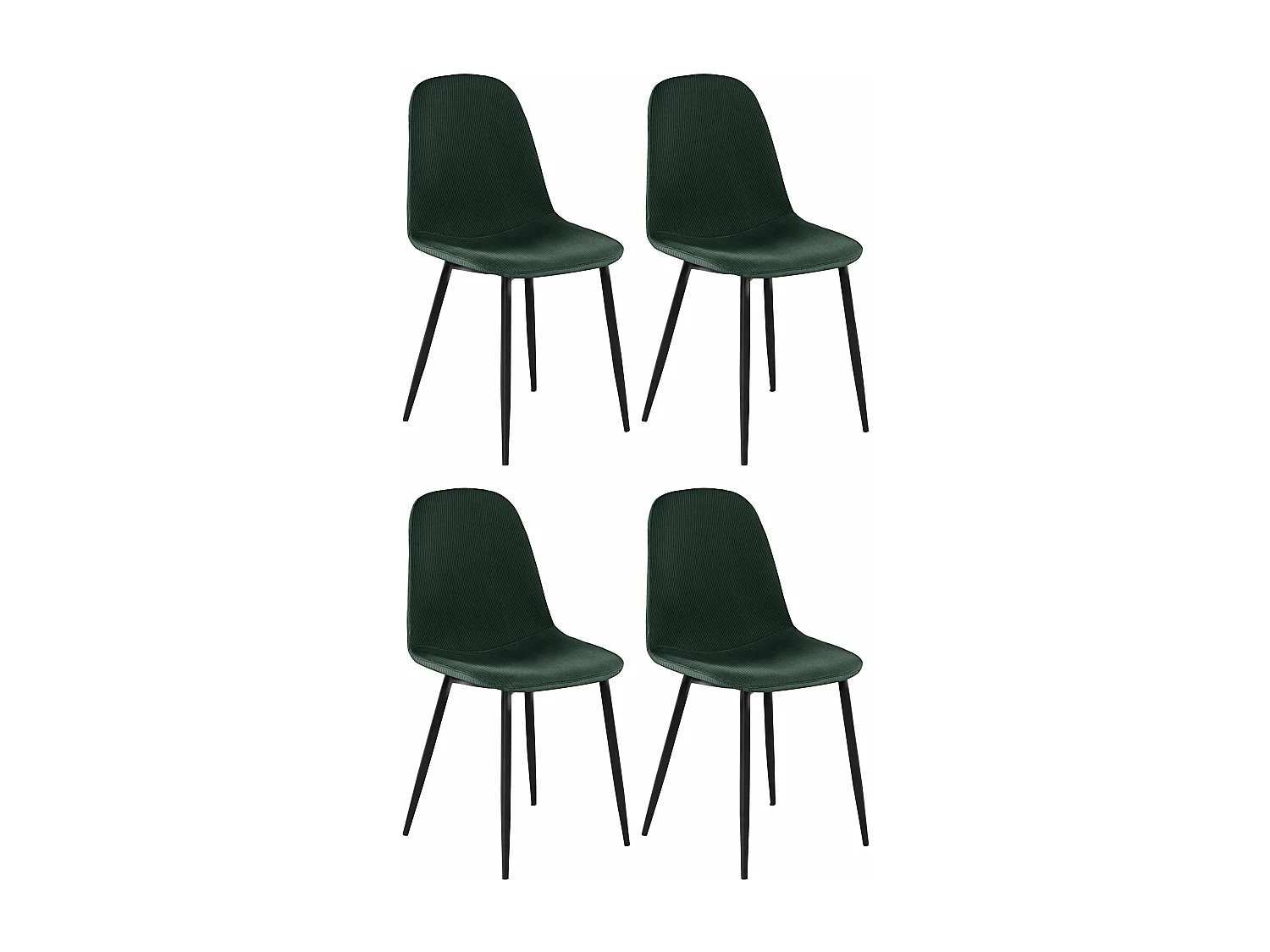 Miller | Lot de 4 chaises en tissu vert foncé