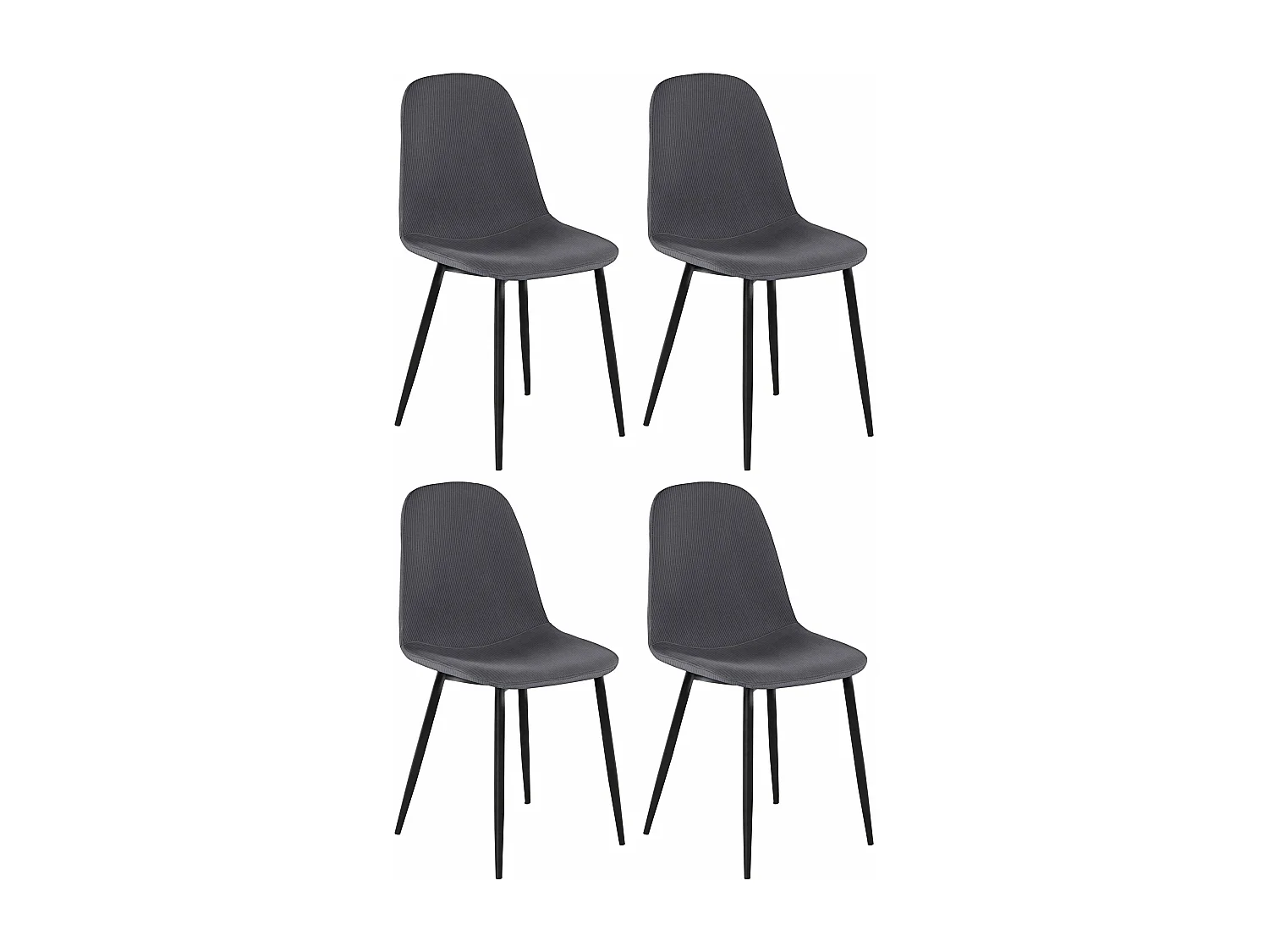 Miller | Lot de 4 chaises en tissu anthracite