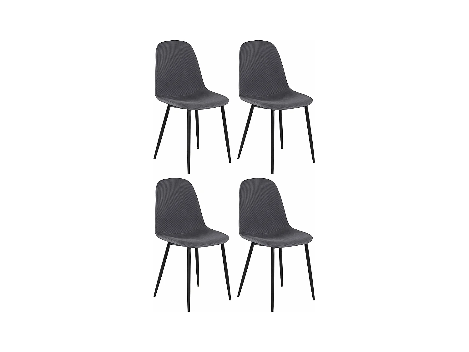 Miller | Lot de 4 chaises en tissu anthracite