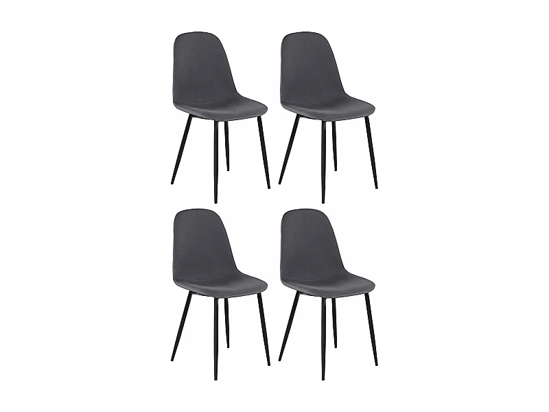 Miller | Lot de 4 chaises en tissu anthracite