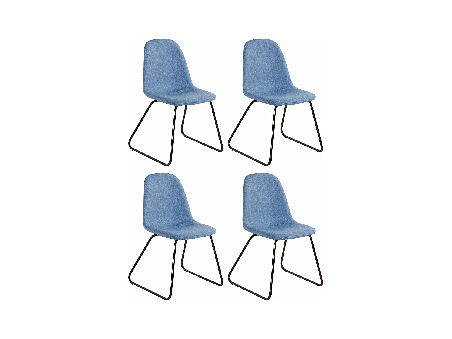 Colby | Fauteuil de salle à manger en tissu Jeansblue, 4 pièces