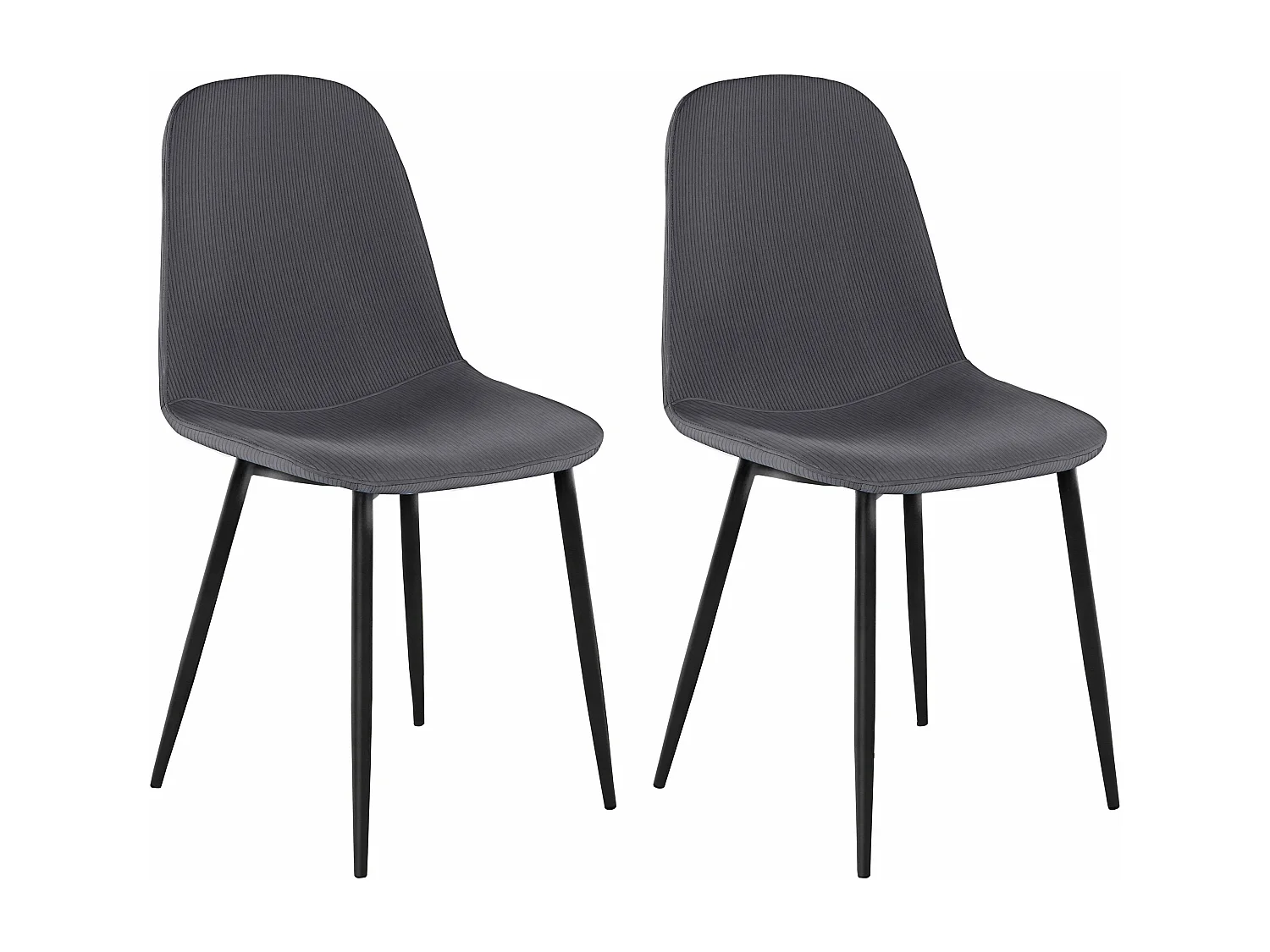 Miller | Lot de 2 chaises en tissu anthracite