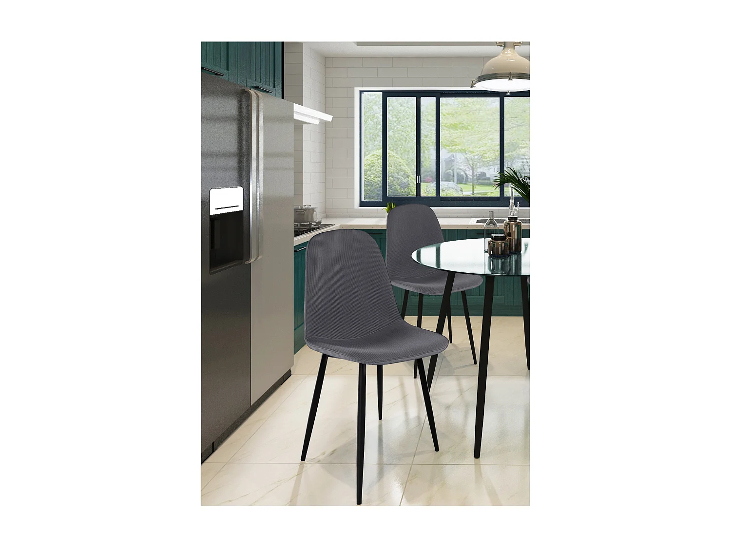 Miller | Lot de 2 chaises en tissu anthracite