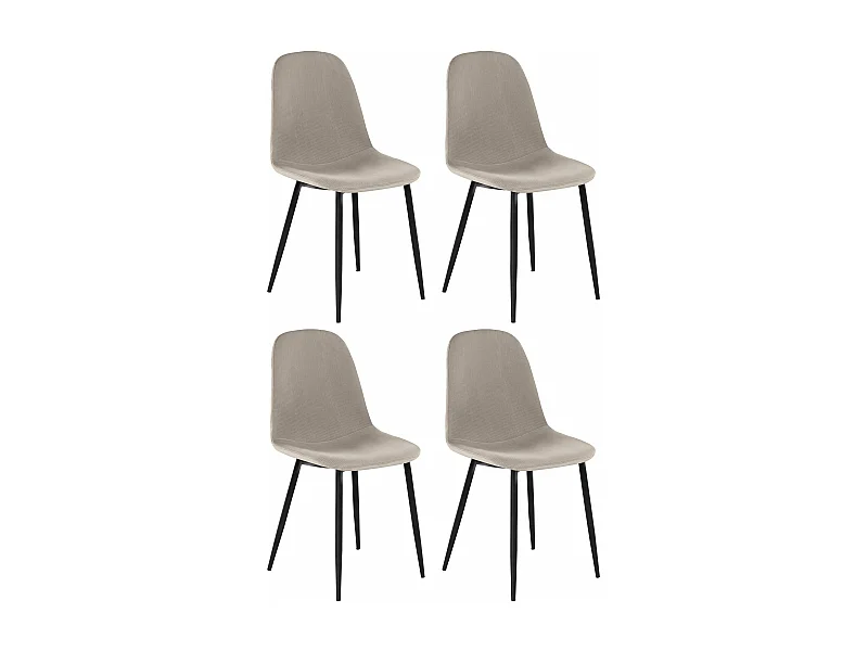 Miller | Silla de Comedor de Tela Gris Claro Pack de 4