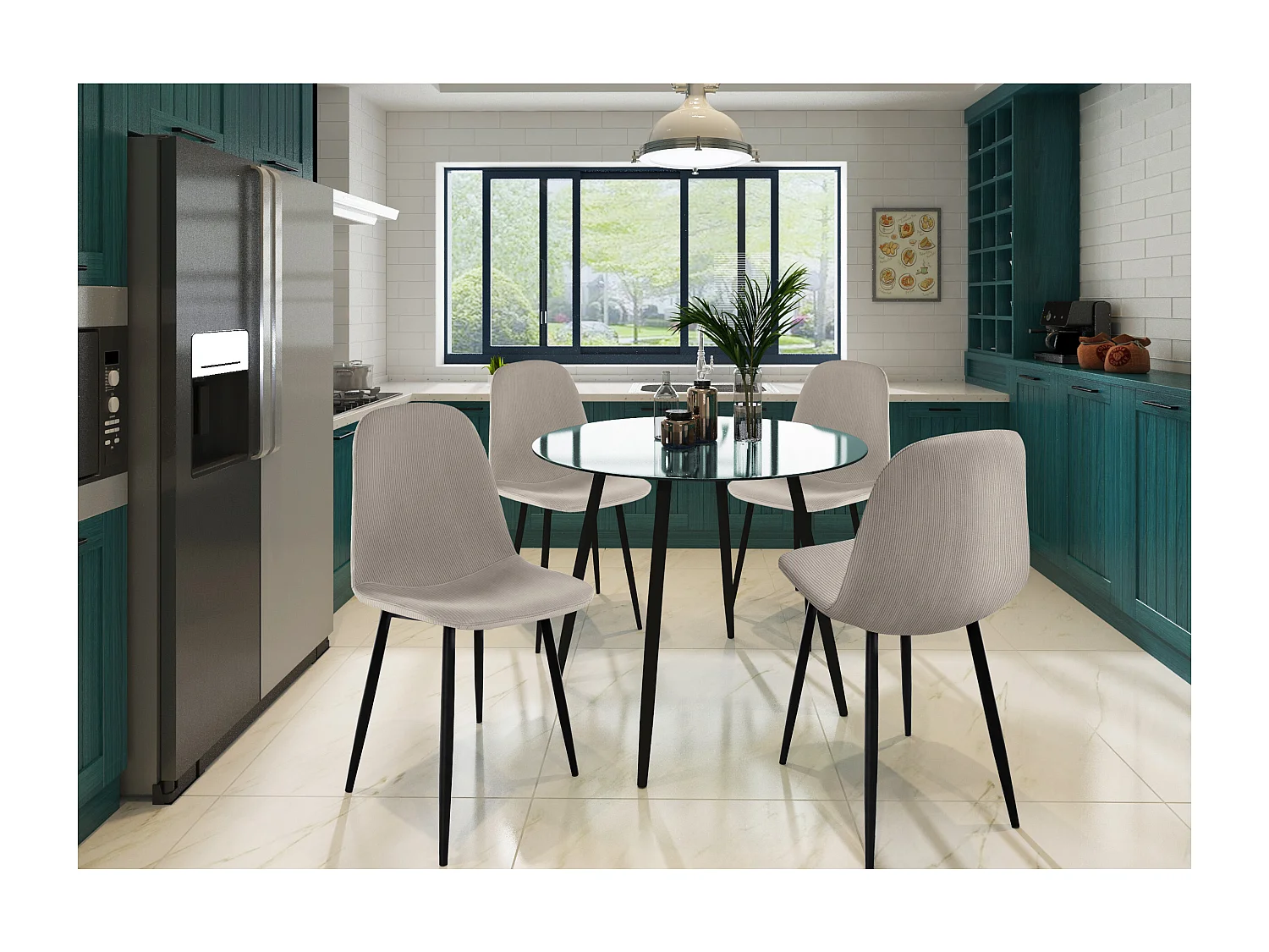 Miller | Esszimmerstuhl aus Stoff Hellgrau 4er-Pack