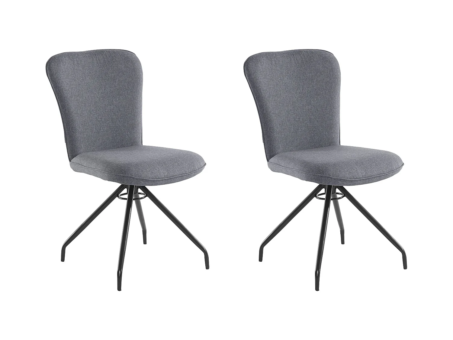 Carla | Fauteuil de salle à manger en tissu Antracite, 2 pièces