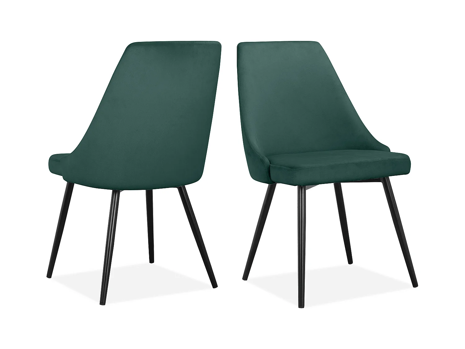 Natascha | Lot de 2 chaises en velours vert foncé