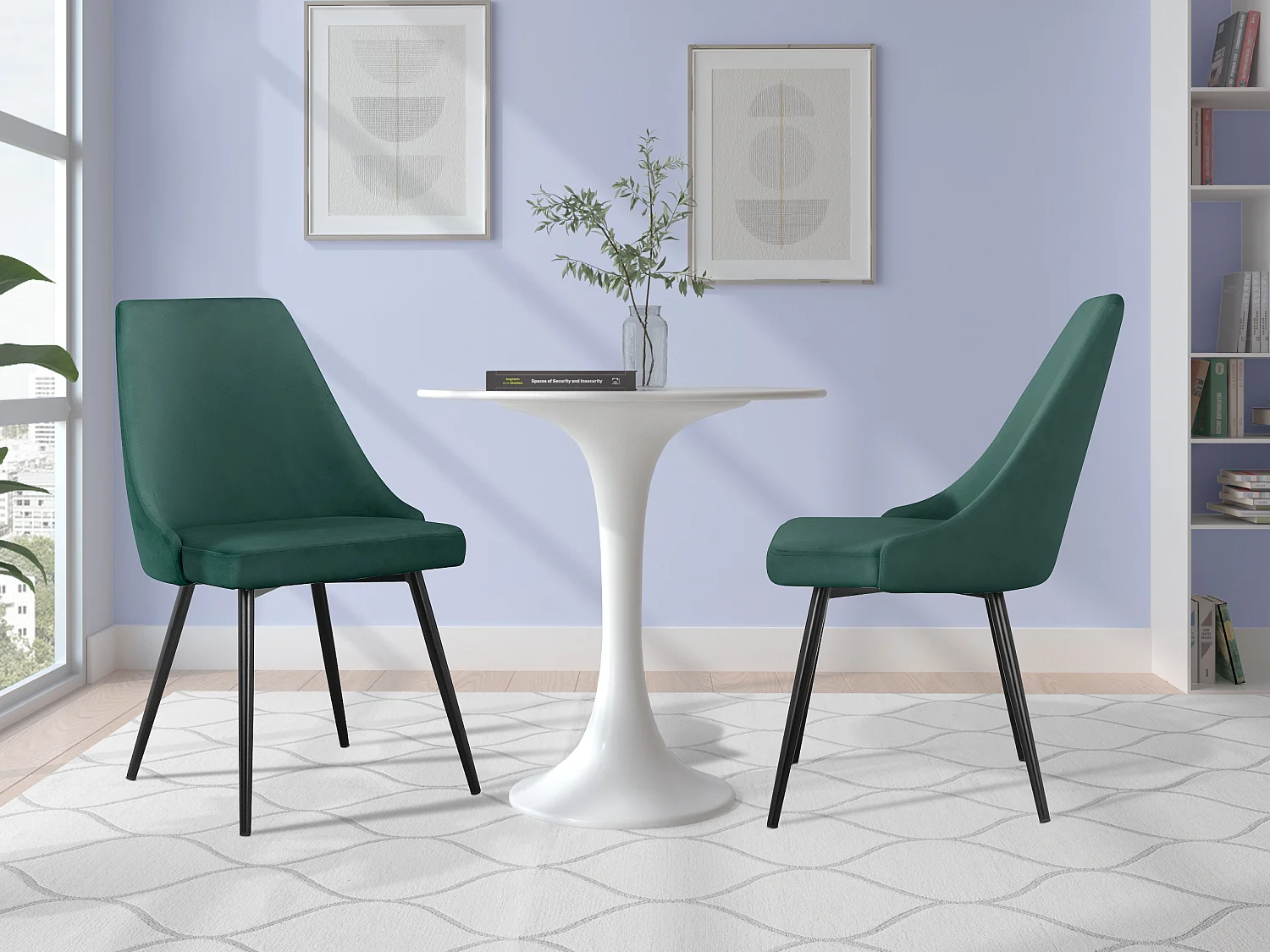 Natascha | Lot de 2 chaises en velours vert foncé