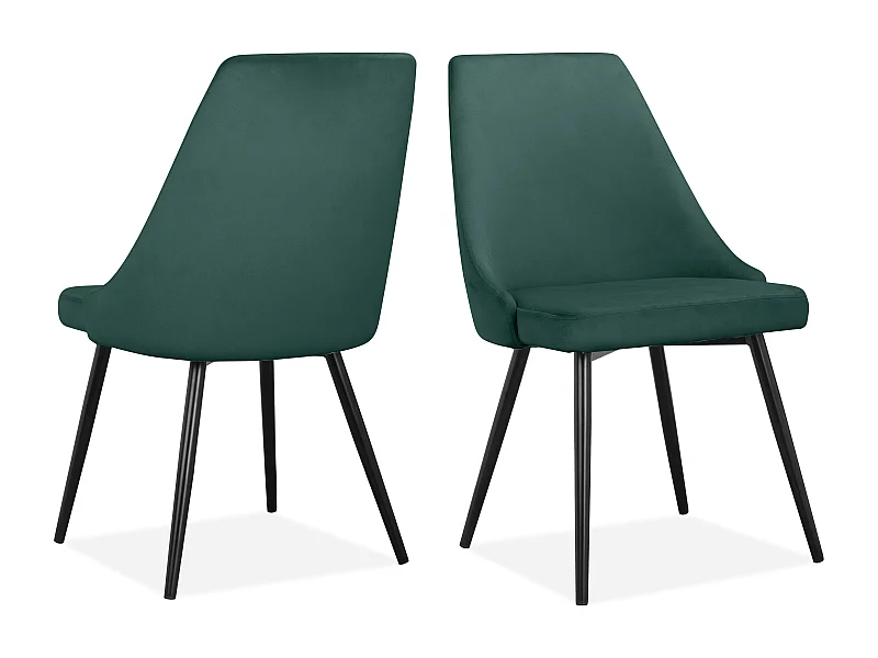 Natascha | Sedia da pranzo in velluto verde scuro 2 Pack