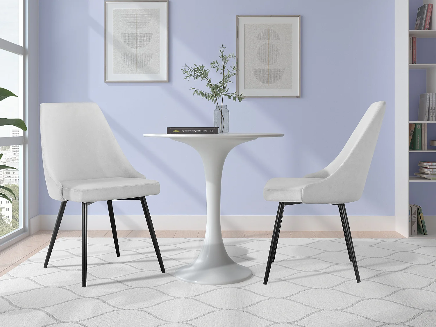 Becca | Conjunto de 4 cadeiras de jantar em veludo creme