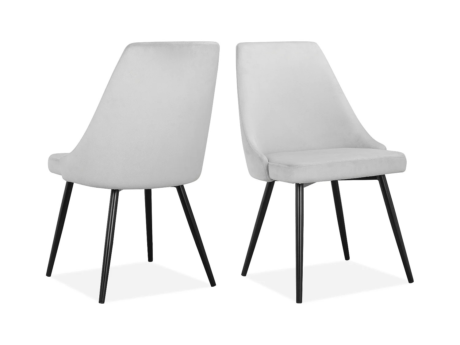 Natascha | Eetkamerstoel in fluweel lichtgrijs 2 Pack