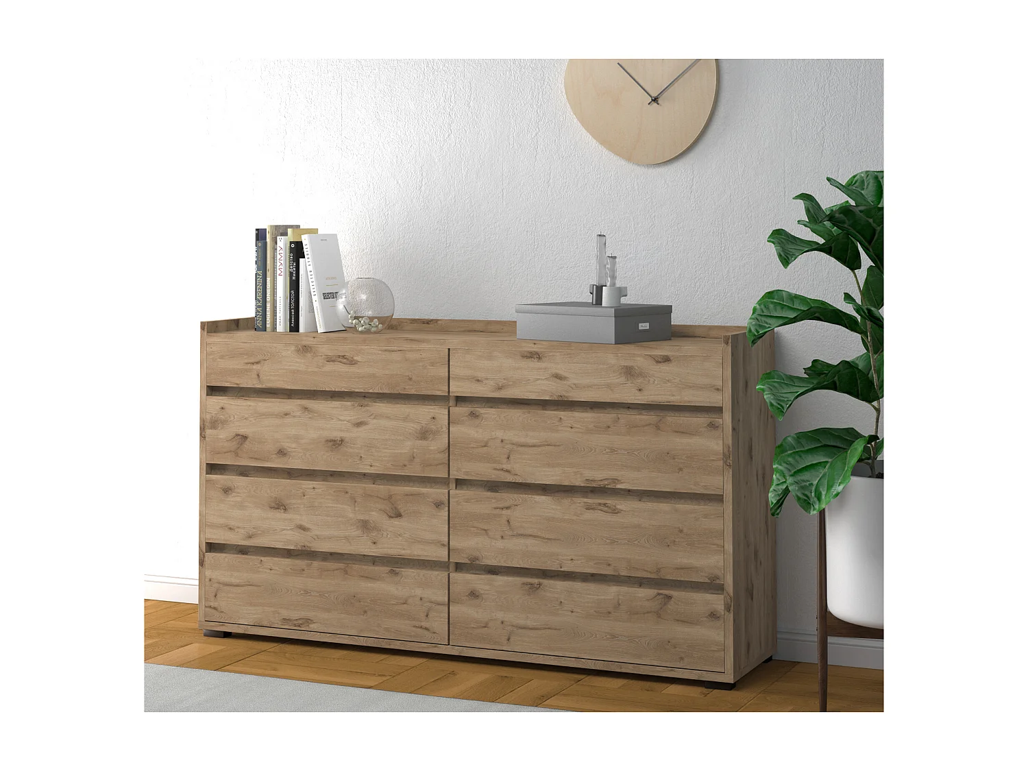 Kosmo | Commode à 8 tiroirs en effet chêne