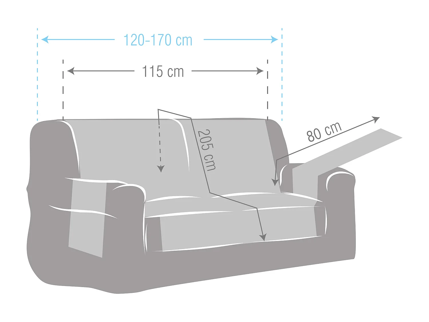 Funda acolchoada reversível Michelle para sofá de 2 lugares cor 00 Marfim