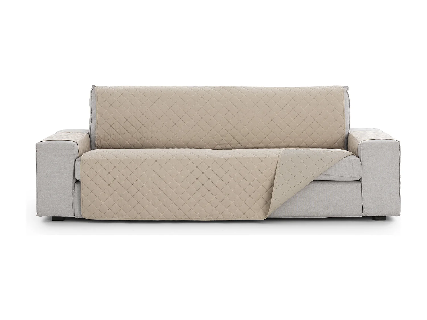 Funda acolchoada reversível Michelle para sofá de 2 lugares cor 00 Marfim