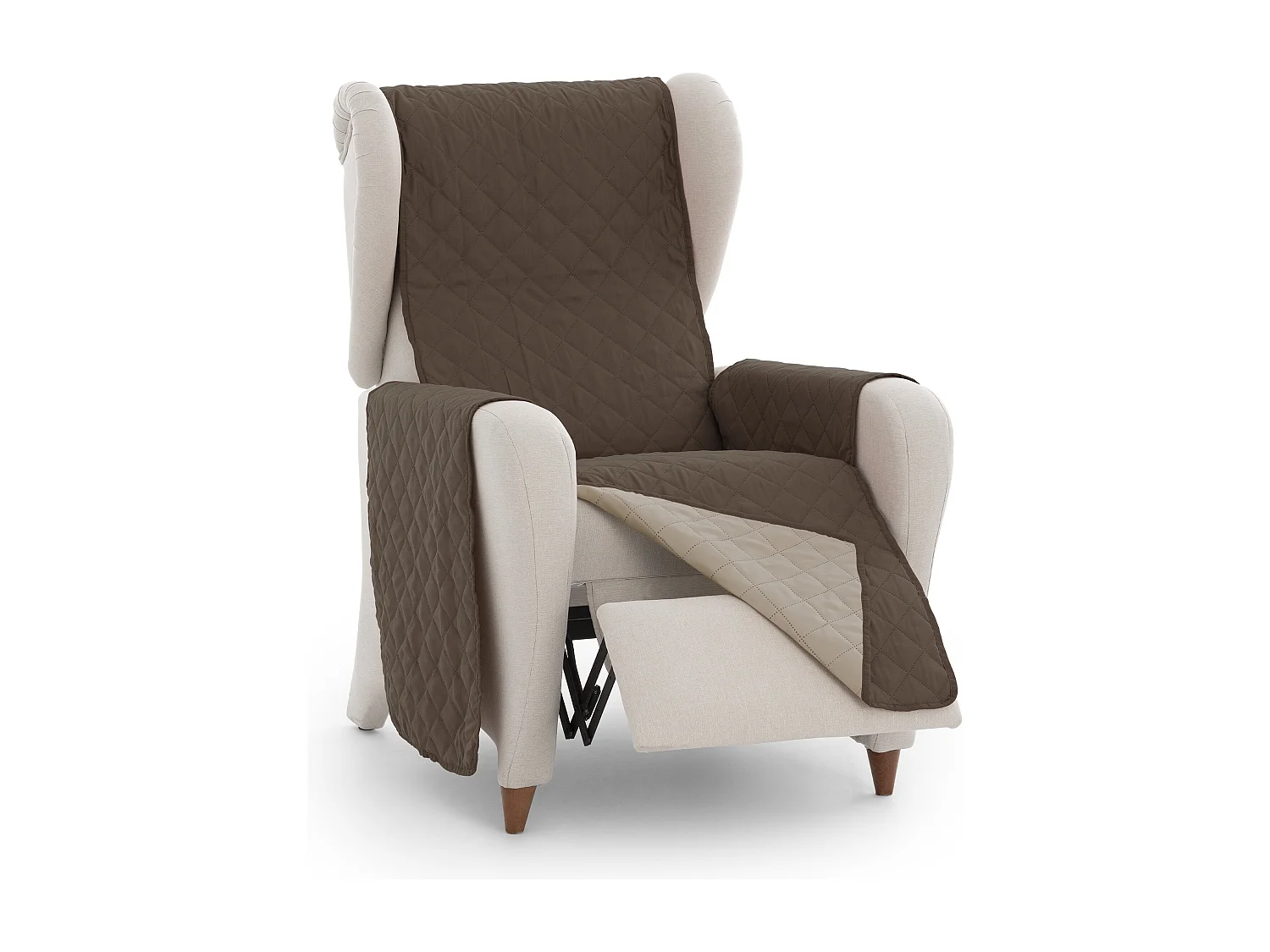 Funda acolchoada reversível Michelle para sofá de 1 lugar cor 07 Castanho