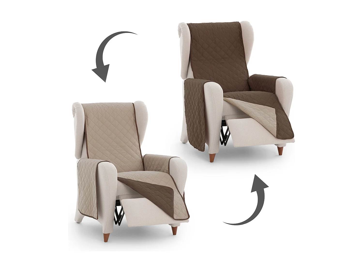 Funda acolchoada reversível Michelle para sofá de 1 lugar cor 07 Castanho