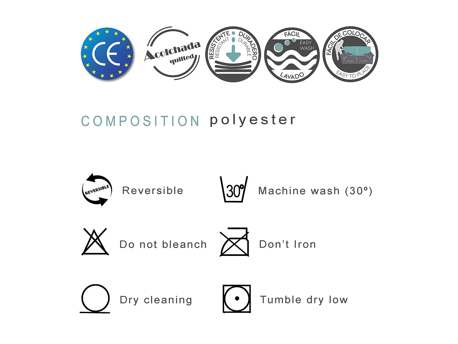 Funda acolchoada reversível Michelle para sofá de 4 lugares cor 07 Castanho