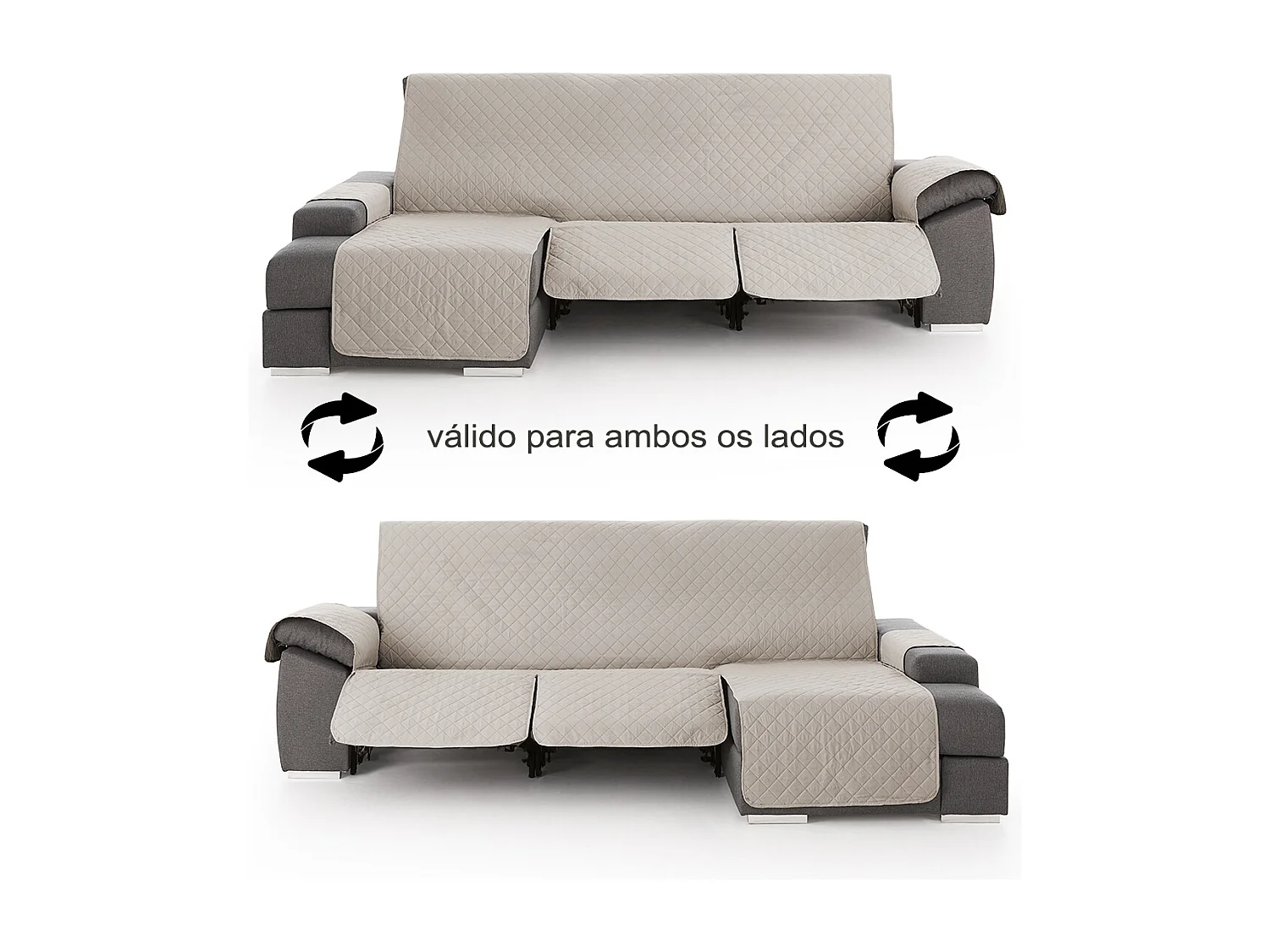 Funda para chaise longue relax com assentos reclináveis Roxana - Cor Linho - Tamanho 220 cm