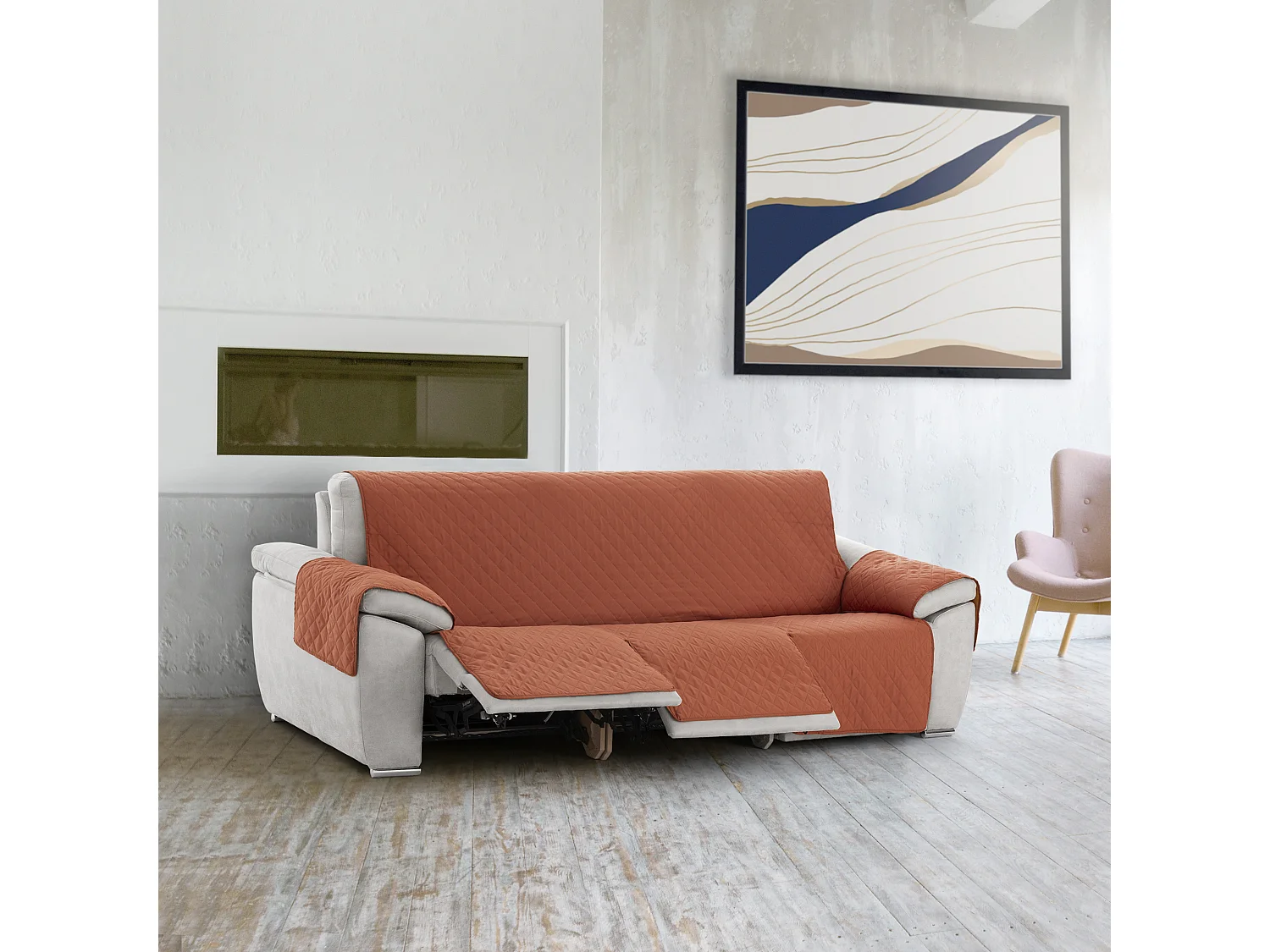 Funda acolchoada reversível para sofá Relax Michelle tamanho 3 lugares com 3 aberturas C/09