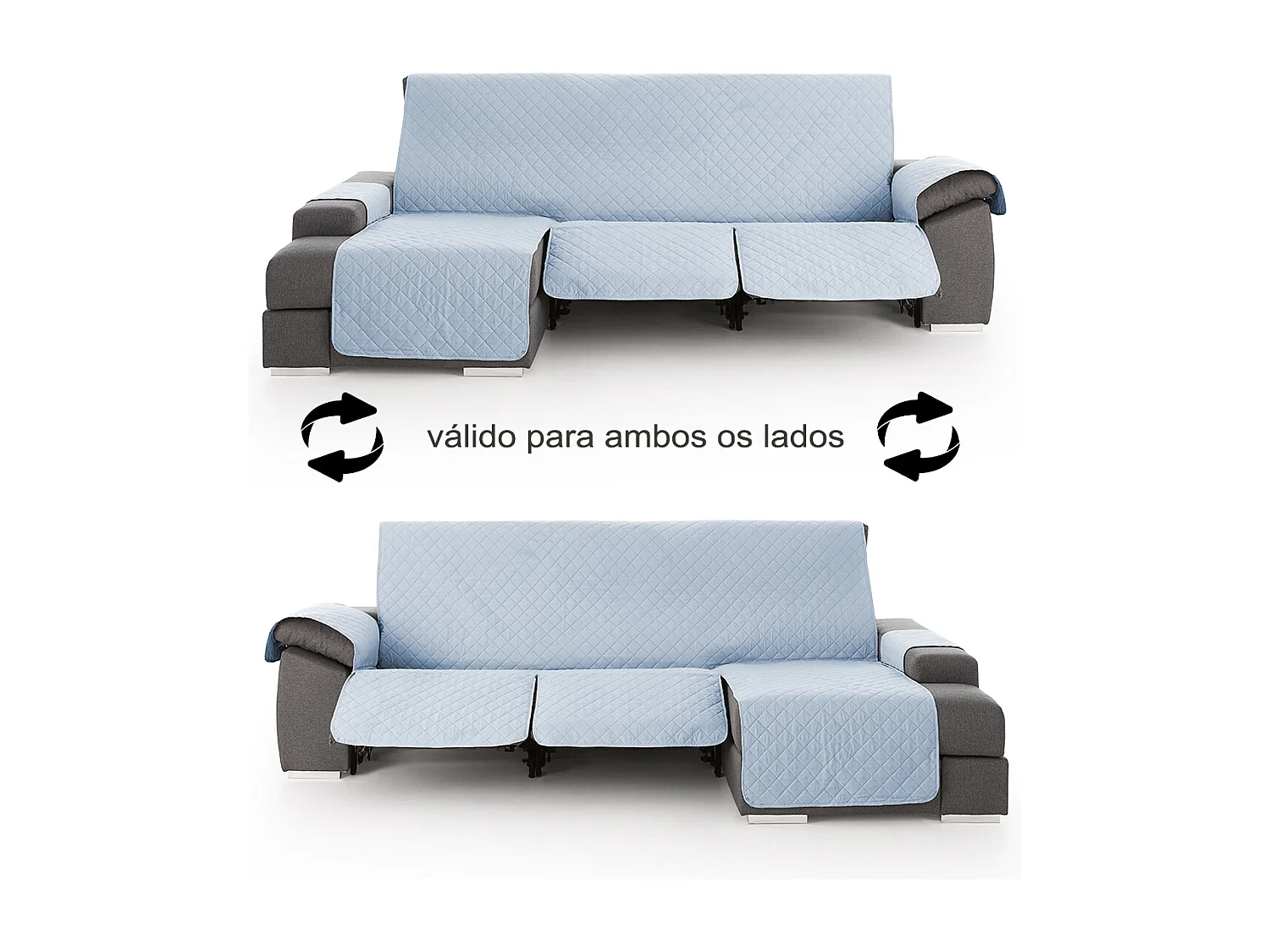 Funda para chaise longue relax com assentos reclináveis Roxana - Cor Azul Claro - Tamanho 240 cm