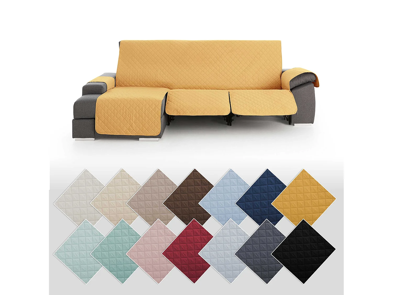 Funda para chaise longue relax com assentos reclináveis Roxana - Cor Mostarda - Tamanho 240 cm