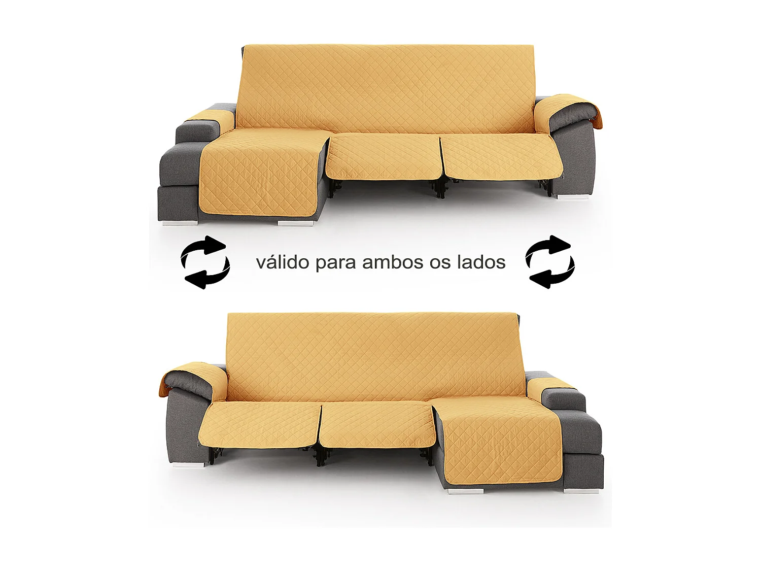 Funda para chaise longue relax com assentos reclináveis Roxana - Cor Mostarda - Tamanho 240 cm